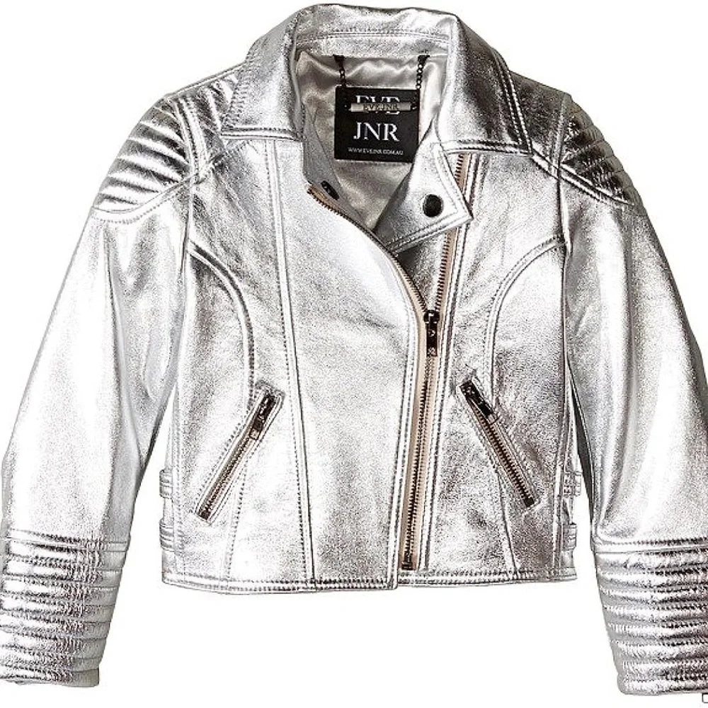 Eve Jnr leather jacket kids Silver - Picture 1 of 2